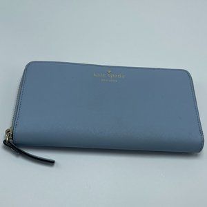 KATE SPADE large faux leather baby blue wallet (zip around wallet)